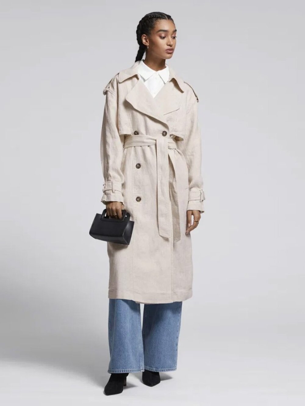 & Other Stories Linen Trench in Natural, size Medium